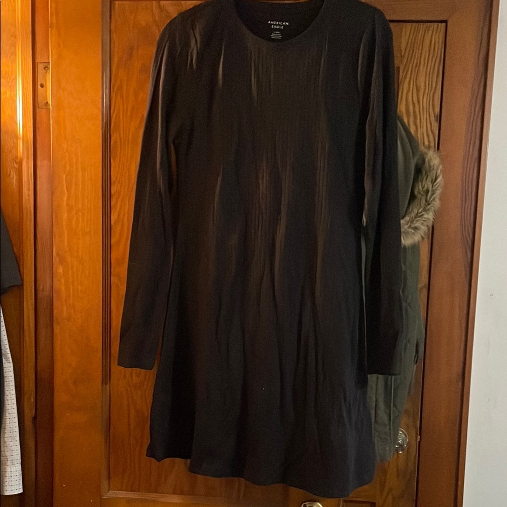 American eagle Black Long Sleeve Crew Neck Dress mini sweater dress